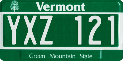 VT license plate YXZ121