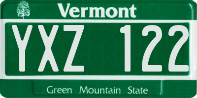 VT license plate YXZ122
