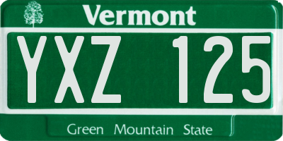 VT license plate YXZ125