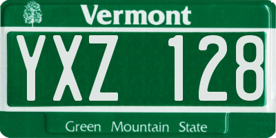 VT license plate YXZ128