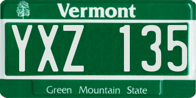 VT license plate YXZ135
