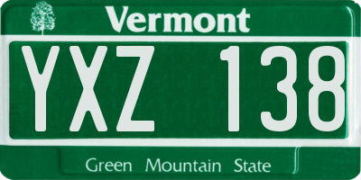 VT license plate YXZ138