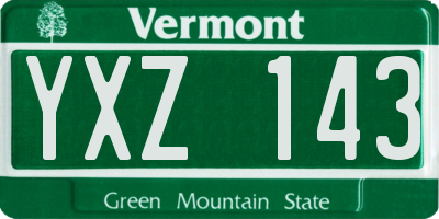 VT license plate YXZ143