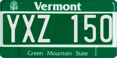VT license plate YXZ150