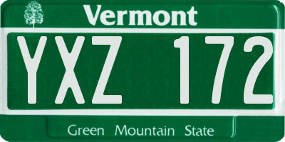 VT license plate YXZ172