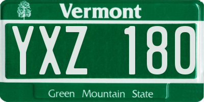 VT license plate YXZ180