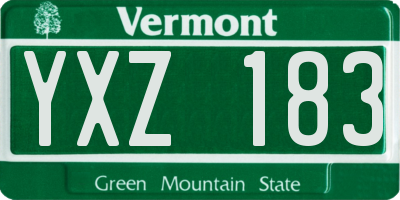 VT license plate YXZ183