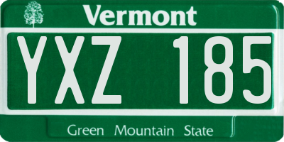 VT license plate YXZ185