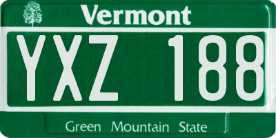 VT license plate YXZ188