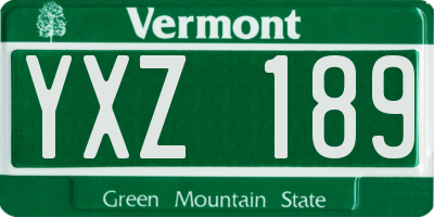 VT license plate YXZ189
