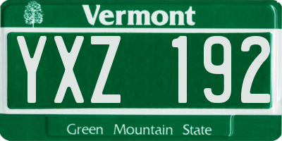 VT license plate YXZ192