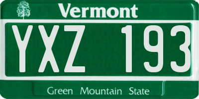 VT license plate YXZ193