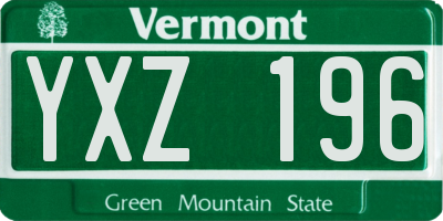 VT license plate YXZ196