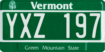 VT license plate YXZ197