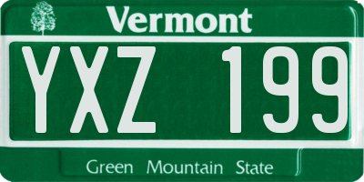 VT license plate YXZ199
