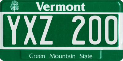 VT license plate YXZ200