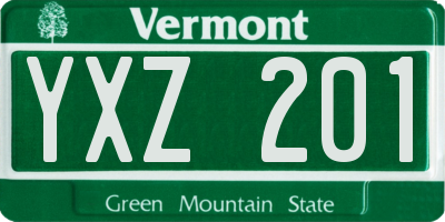 VT license plate YXZ201