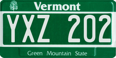 VT license plate YXZ202