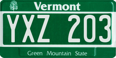 VT license plate YXZ203