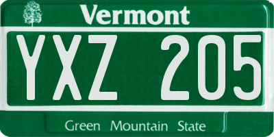 VT license plate YXZ205