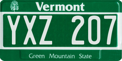 VT license plate YXZ207