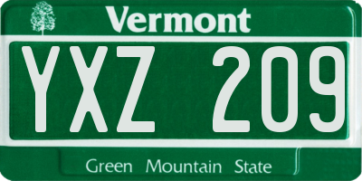 VT license plate YXZ209