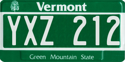 VT license plate YXZ212