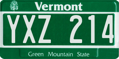 VT license plate YXZ214
