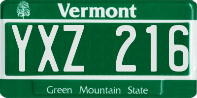 VT license plate YXZ216