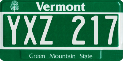 VT license plate YXZ217