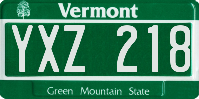 VT license plate YXZ218