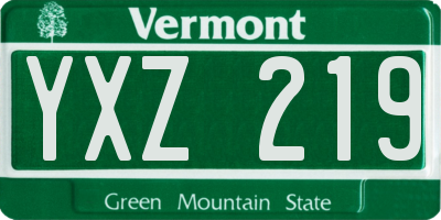 VT license plate YXZ219