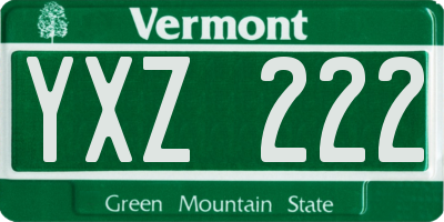 VT license plate YXZ222