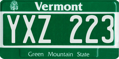 VT license plate YXZ223