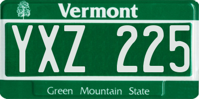 VT license plate YXZ225
