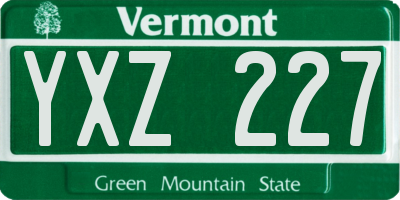VT license plate YXZ227