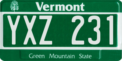 VT license plate YXZ231