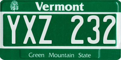 VT license plate YXZ232