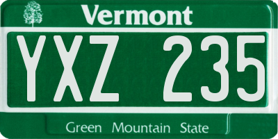 VT license plate YXZ235