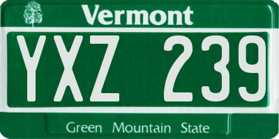 VT license plate YXZ239