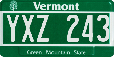 VT license plate YXZ243