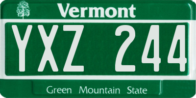 VT license plate YXZ244
