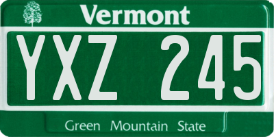 VT license plate YXZ245