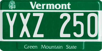 VT license plate YXZ250