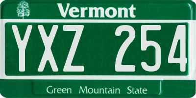 VT license plate YXZ254