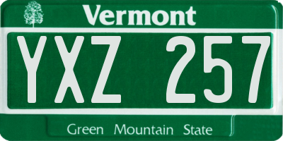 VT license plate YXZ257