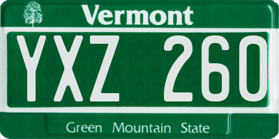 VT license plate YXZ260