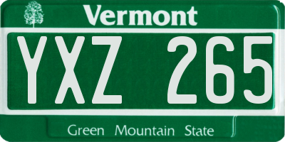 VT license plate YXZ265