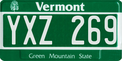 VT license plate YXZ269