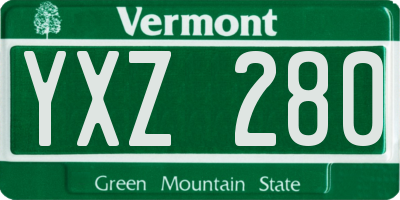 VT license plate YXZ280